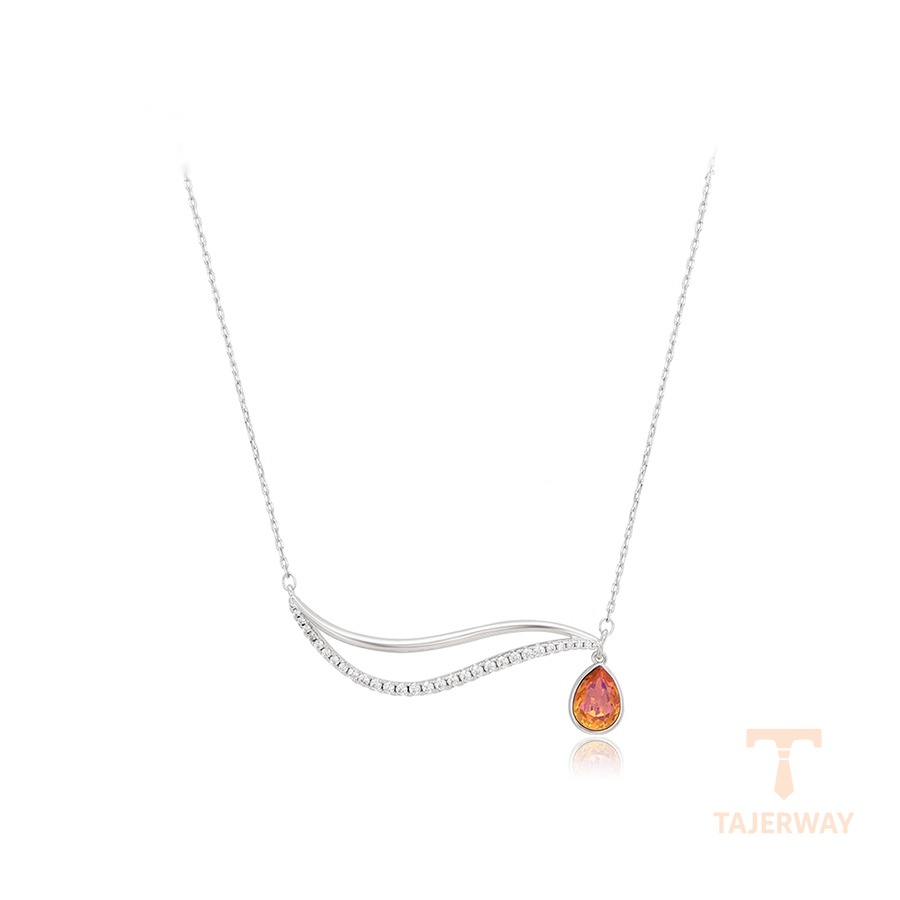 گردنبند ژوپینگ طلای سفید (رادیوم) نگین‌دار کد 44065