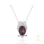 گردنبند ژوپینگ طلای سفید (رادیوم) نگین‌دار کد 45020-A5