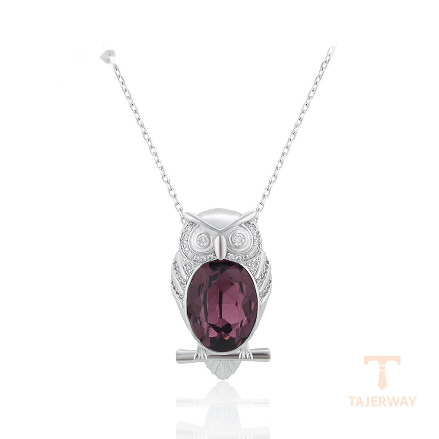 گردنبند ژوپینگ طلای سفید (رادیوم) نگین‌دار کد 45020-A5