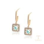 گوشواره ژوپینگ رنگ طلایی طرح طلا ۱۸ عیار نگین‌دار کد X000779997