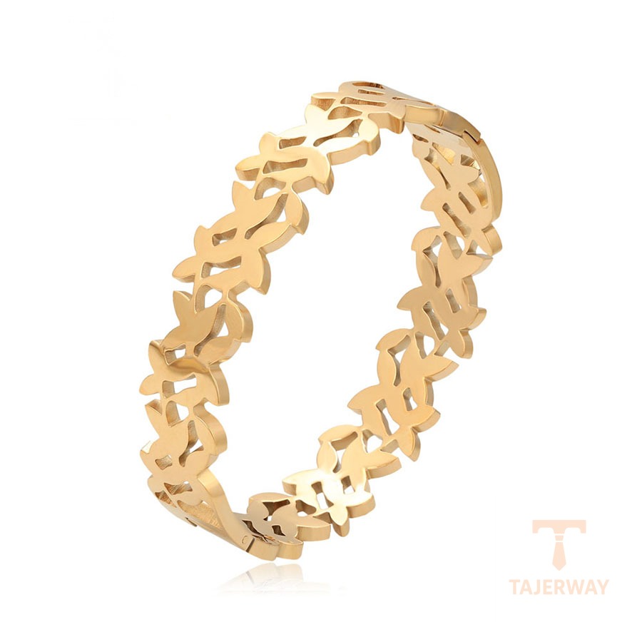 نمای نزدیک النگو ژوپینگ بدون نگین رنگ ثابت مناسب پوست حساس کد T000999076