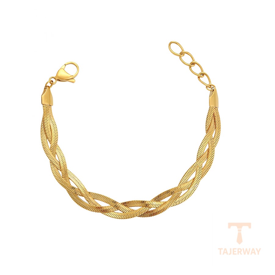 دستبند ژوپینگ رنگ طلایی طرح طلا ۲۴ عیار بدون نگین کد T000946010