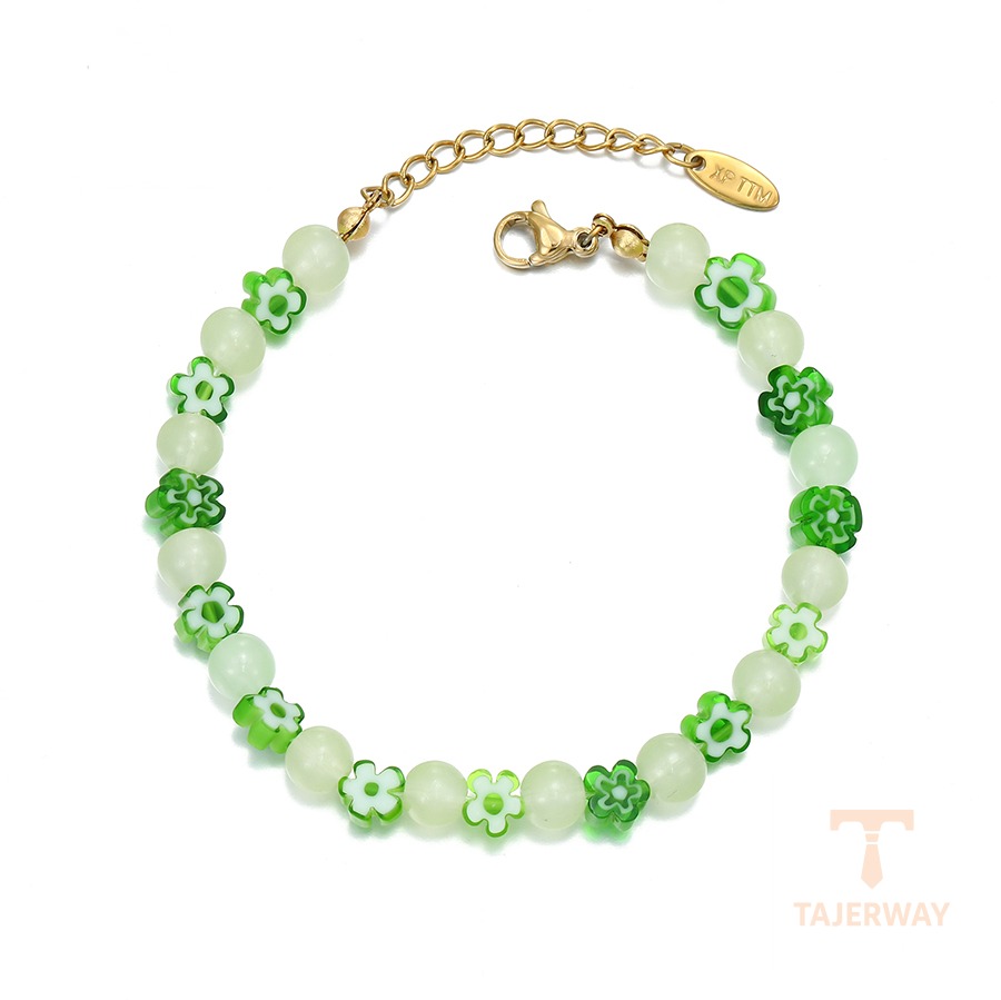 دستبند ژوپینگ رنگ طلایی طرح طلا ۱۸ عیار نگین‌دار کد T001003204