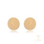 گوشواره ژوپینگ رنگ طلایی طرح طلا ۱۴ عیار بدون نگین کد A00901724