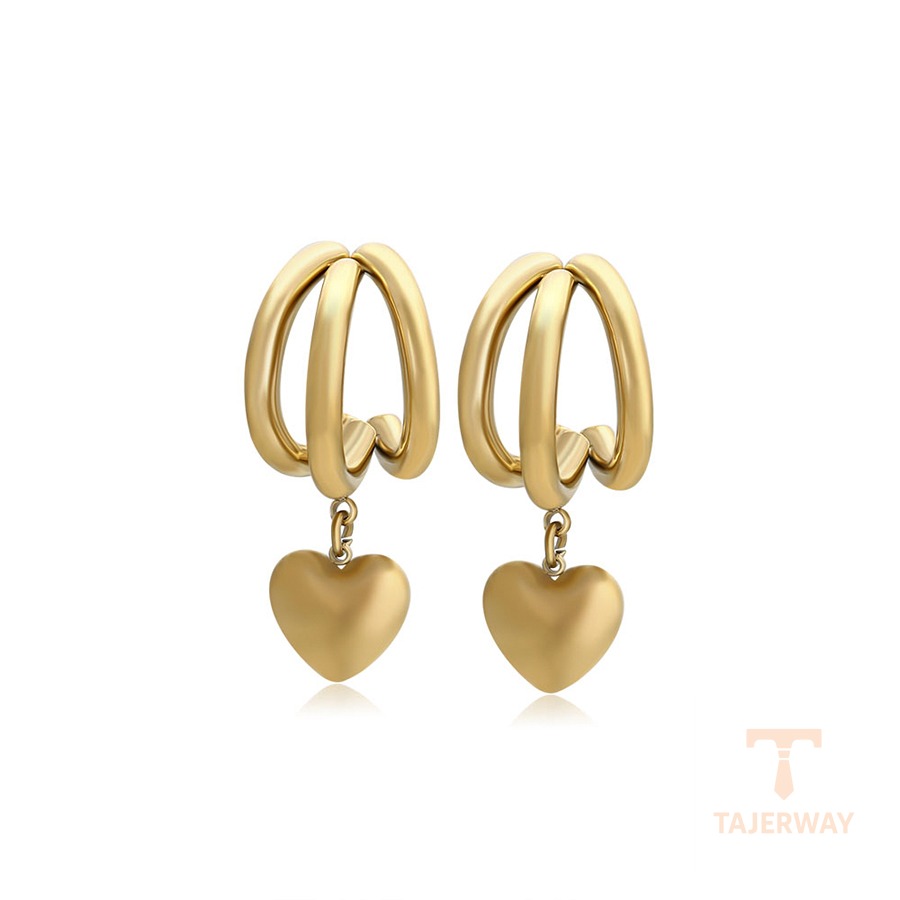 گوشواره ژوپینگ رنگ طلایی طرح طلا ۱۴ عیار بدون نگین کد T000959372