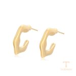 گوشواره ژوپینگ رنگ طلایی طرح طلا ۱۴ عیار بدون نگین کد T000969541
