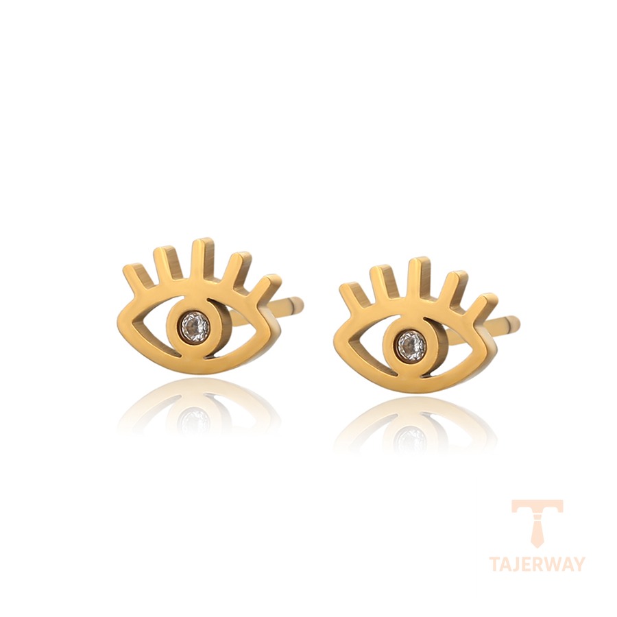 نمای نزدیک گوشواره ژوپینگ نگیندار رنگ ثابت مناسب پوست حساس کد T001131112