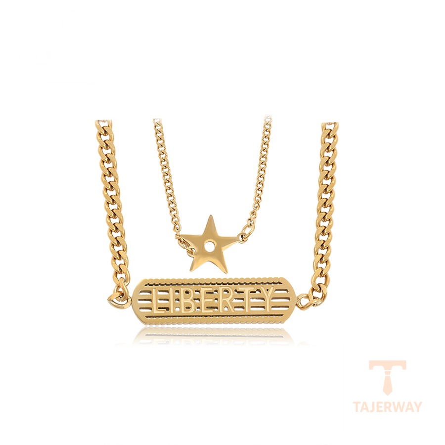 گردنبند ژوپینگ رنگ طلایی طرح طلا ۱۴ عیار بدون نگین کد A00903307