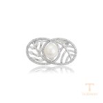 سنجاق سینه ژوپینگ طلای سفید (رادیوم) نگین‌دار کد A00899175