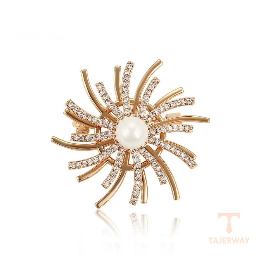 سنجاق سینه ژوپینگ رنگ طلایی طرح طلا ۱۸ عیار نگین‌دار کد A00900263