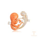 زیورآلات ژوپینگ رنگ طلایی طرح طلا ۱۸ عیار نگین‌دار کد A00900335