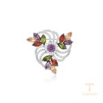 سنجاق سینه ژوپینگ طلای سفید (رادیوم) نگین‌دار کد X000772318