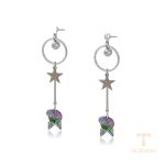 گوشواره ژوپینگ طلای سفید (رادیوم) نگین‌دار کد 10448521