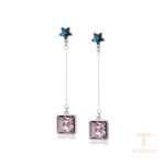 گوشواره ژوپینگ طلای سفید (رادیوم) نگین‌دار کد 14E25011835