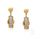 گوشواره ژوپینگ رنگ طلایی طرح طلا ۱۴ عیار نگین‌دار کد A00794611