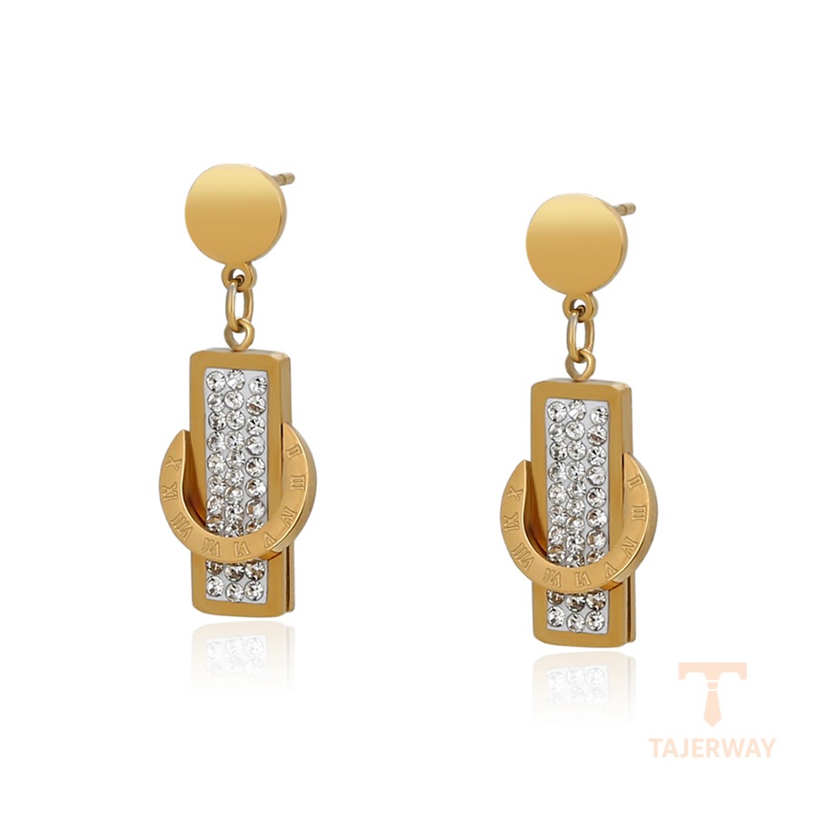 گوشواره ژوپینگ رنگ طلایی طرح طلا ۱۴ عیار نگین‌دار کد A00794611