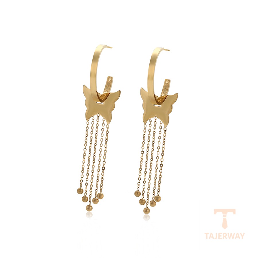 گوشواره ژوپینگ رنگ طلایی طرح طلا ۱۴ عیار بدون نگین کد T000908711