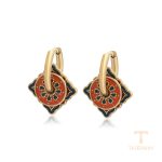 گوشواره ژوپینگ رنگ طلایی طرح طلا ۱۴ عیار بدون نگین کد T000937783