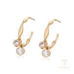 گوشواره ژوپینگ رنگ طلایی طرح طلا ۱۸ عیار نگین‌دار کد X000006883