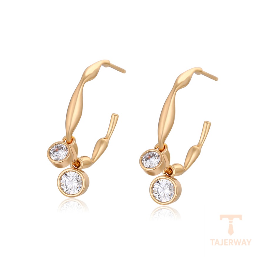 گوشواره ژوپینگ رنگ طلایی طرح طلا ۱۸ عیار نگین‌دار کد X000006883