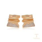 گوشواره ژوپینگ رنگ طلایی طرح طلا ۱۸ عیار نگین‌دار کد X000636101