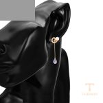 نمای نزدیک گوشواره ژوپینگ نگین‌دار رنگ ثابت کد X000652495