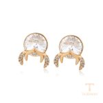 نمای نزدیک گوشواره ژوپینگ نگین‌دار کد X000782842