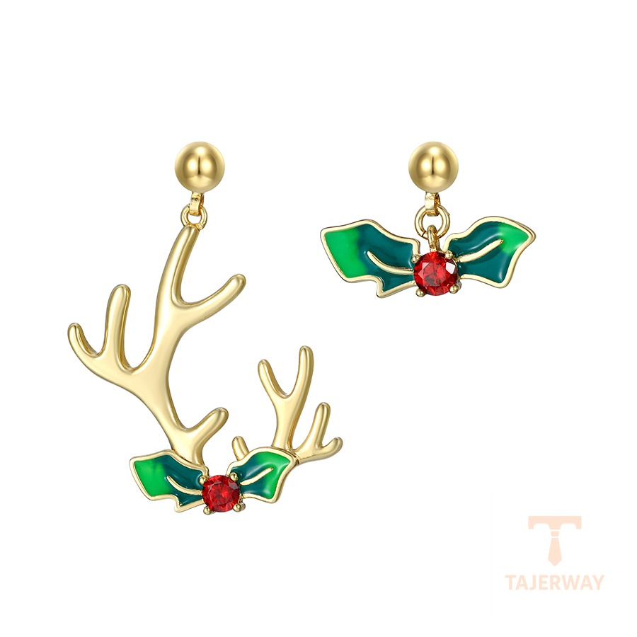 گوشواره ژوپینگ رنگ طلایی طرح طلا ۱۴ عیار نگین‌دار کد X000961300