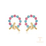 نمای نزدیک گوشواره ژوپینگ نگین‌دار کد X000989855