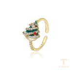 انگشتر ژوپینگ رنگ طلایی طرح طلا ۱۴ عیار نگین‌دار کد X000968800