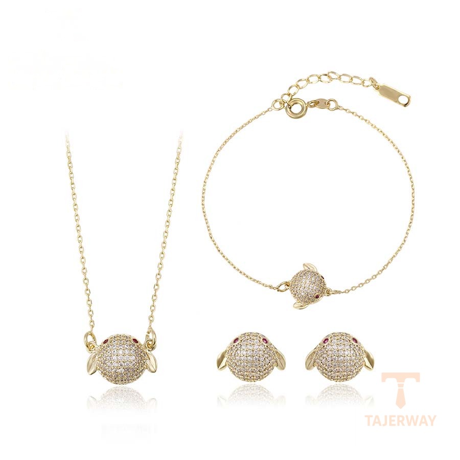 ست ژوپینگ رنگ طلایی طرح طلا ۱۴ عیار کد 62257