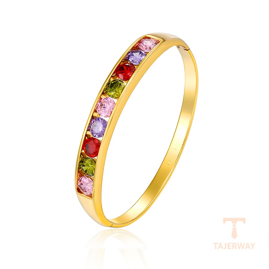 النگو ژوپینگ رنگ طلایی طرح طلا ۲۴ عیار نگین‌دار کد X000662904