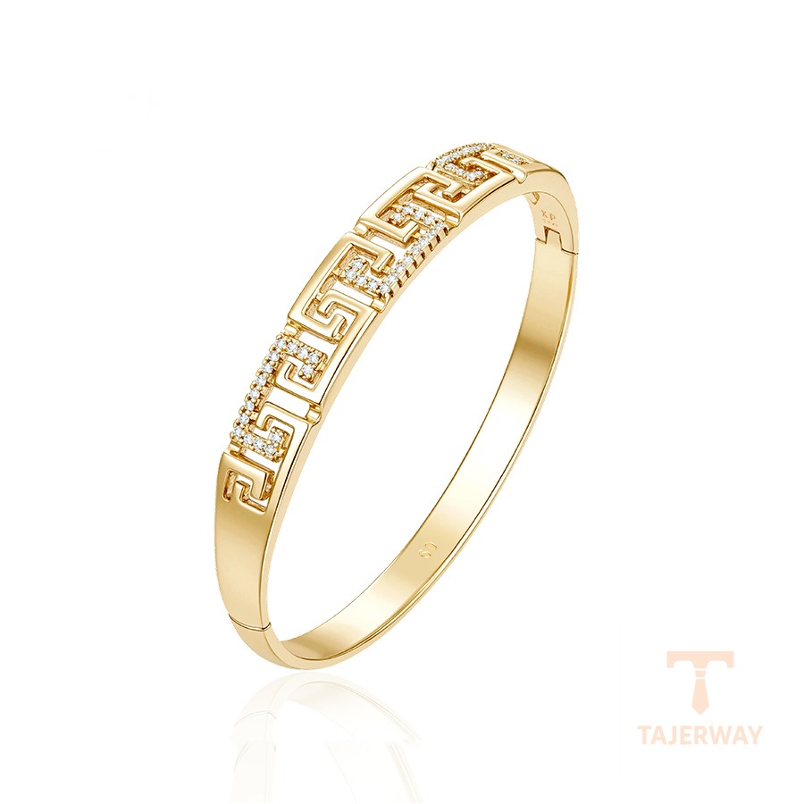 النگو ژوپینگ رنگ طلایی طرح طلا ۱۴ عیار نگین‌دار کد X000903977