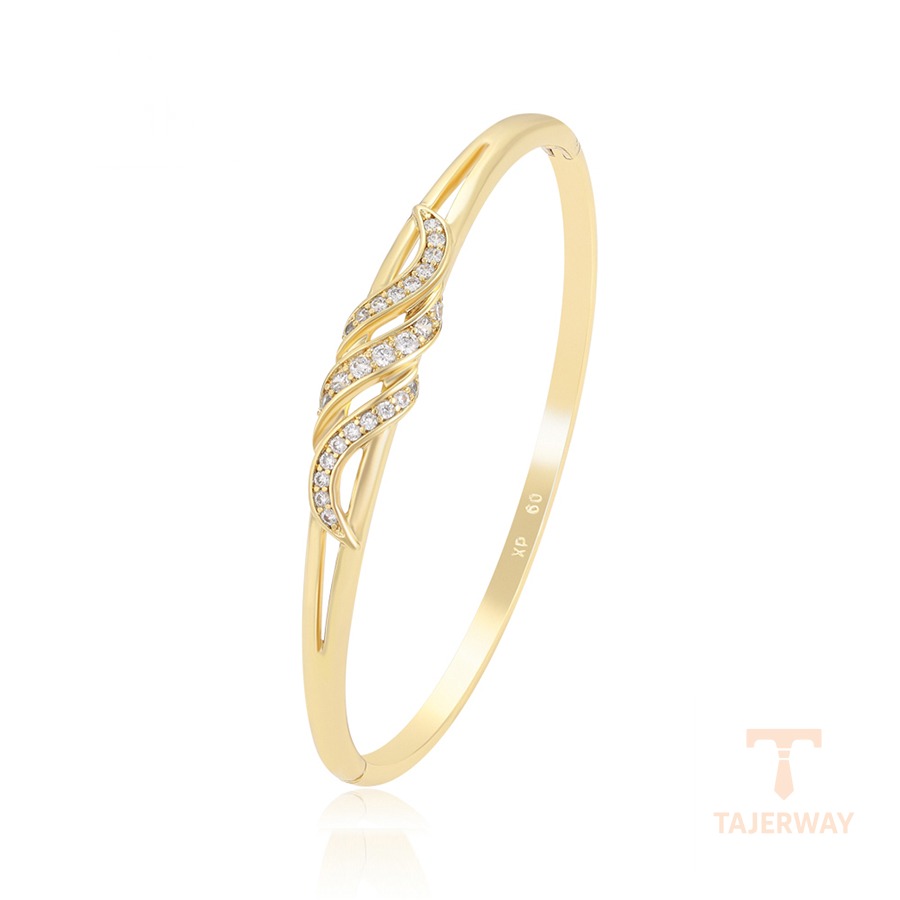 النگو ژوپینگ رنگ طلایی طرح طلا ۱۴ عیار نگین‌دار کد X000998623