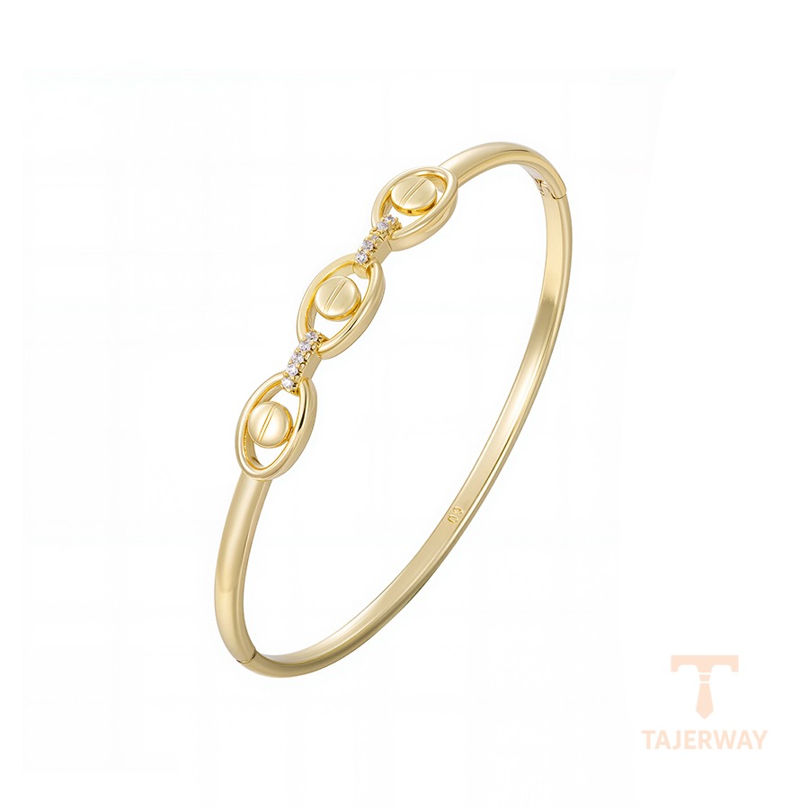 النگو ژوپینگ رنگ طلایی طرح طلا ۱۴ عیار نگین‌دار کد X001006498