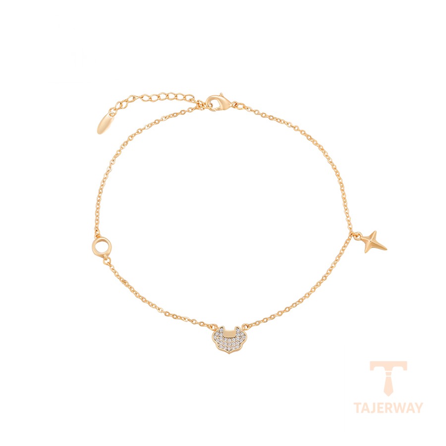 دستبند ژوپینگ رنگ طلایی طرح طلا ۱۸ عیار نگین‌دار کد A00726990