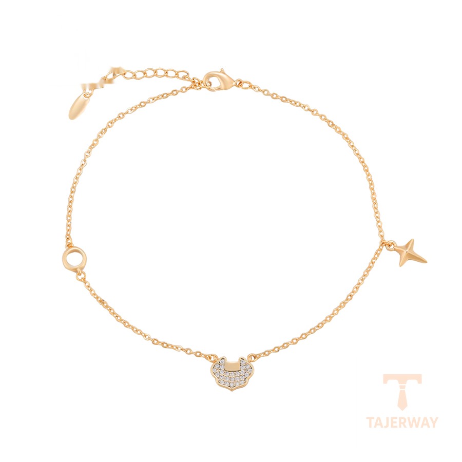 دستبند ژوپینگ رنگ طلایی طرح طلا ۱۸ عیار نگین‌دار کد A00781764