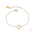 دستبند ژوپینگ رنگ طلایی طرح طلا ۱۴ عیار نگین‌دار کد T000964730