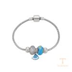 دستبند ژوپینگ طلای سفید (رادیوم) نگین‌دار کد X000880768