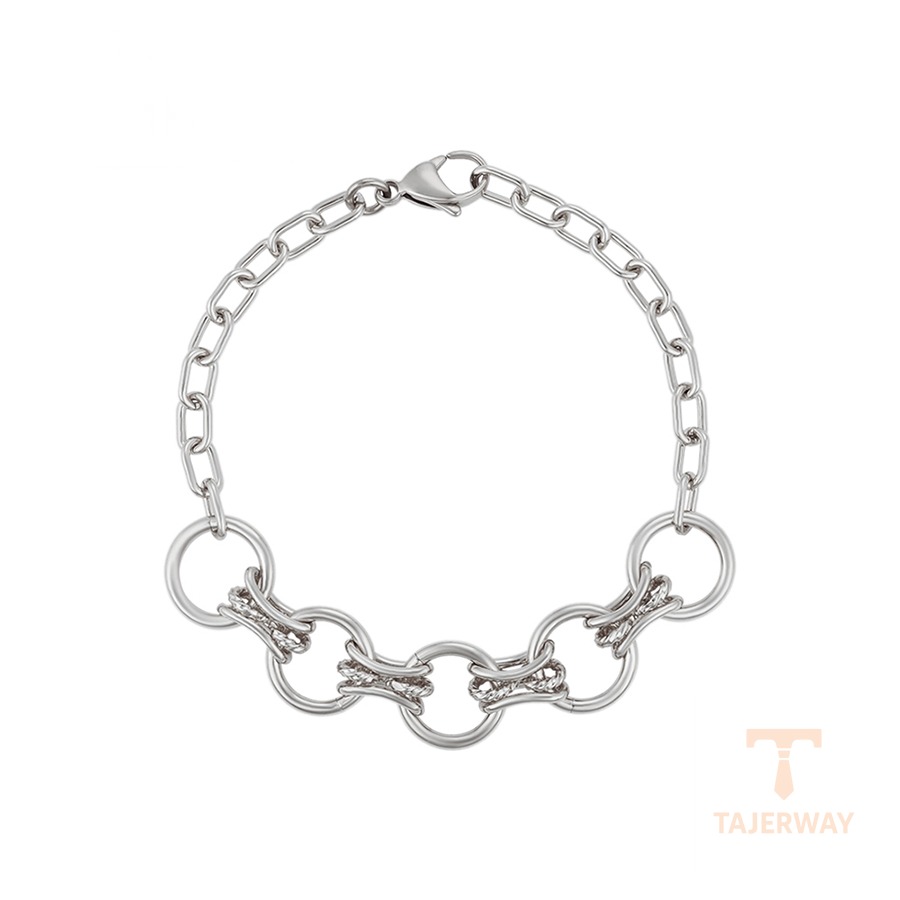 دستبند ژوپینگ طلای سفید (رادیوم) بدون نگین کد X000972352