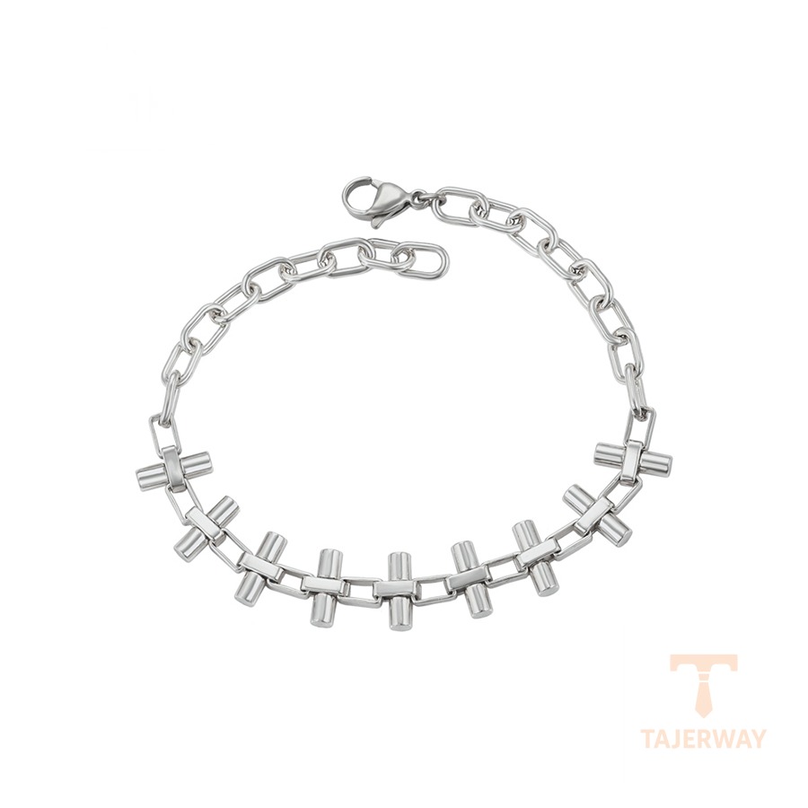 دستبند ژوپینگ طلای سفید (رادیوم) بدون نگین کد X000972763