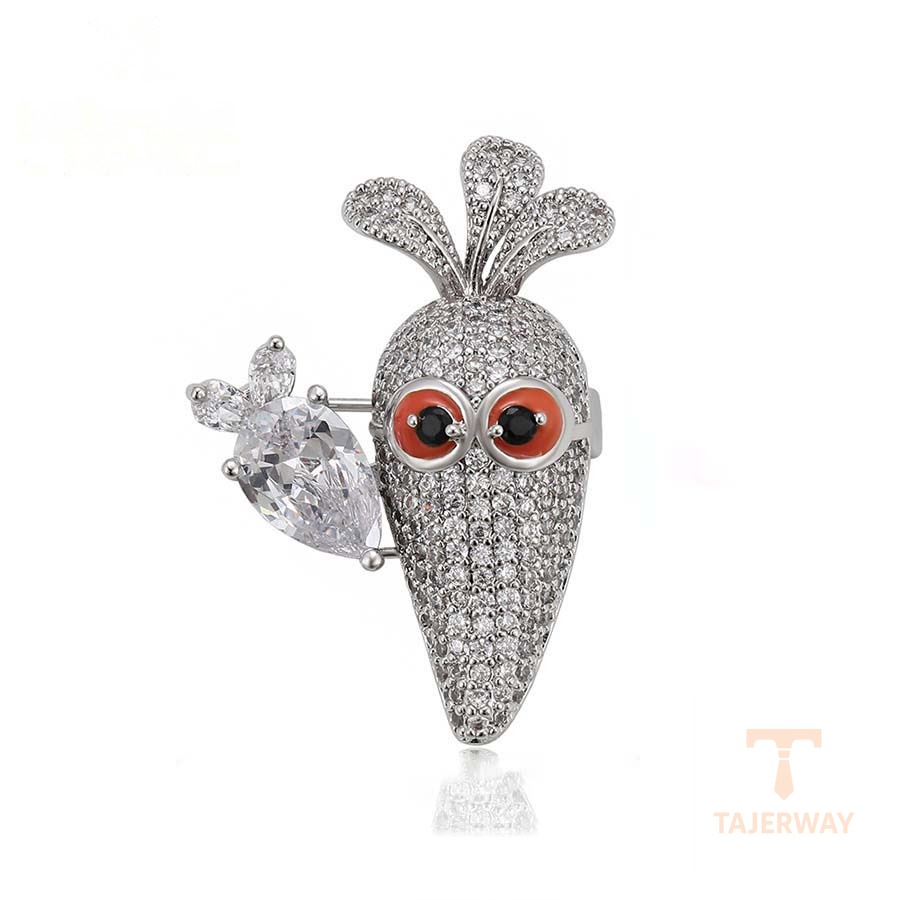 سنجاق سینه ژوپینگ طلای سفید (رادیوم) نگین‌دار کد A00898470