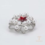 سنجاق سینه ژوپینگ طلای سفید (رادیوم) نگین‌دار کد A00898491