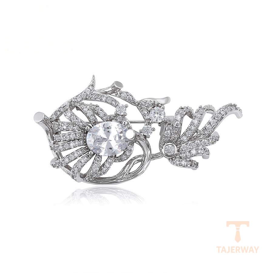 سنجاق سینه ژوپینگ طلای سفید (رادیوم) نگین‌دار کد A00898555