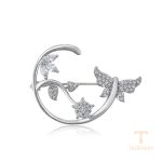 سنجاق سینه ژوپینگ طلای سفید (رادیوم) نگین‌دار کد A00898620
