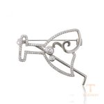 سنجاق سینه ژوپینگ طلای سفید (رادیوم) نگین‌دار کد A00899235
