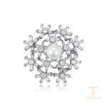 سنجاق سینه ژوپینگ طلای سفید (رادیوم) نگین‌دار کد A00899352