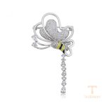 سنجاق سینه ژوپینگ طلای سفید (رادیوم) نگین‌دار کد A00899671