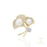 سنجاق سینه ژوپینگ رنگ طلایی طرح طلا ۱۴ عیار نگین‌دار کد BL brooches-617