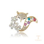 سنجاق سینه ژوپینگ رنگ طلایی طرح طلا ۱۴ عیار نگین‌دار کد BL brooches-683
